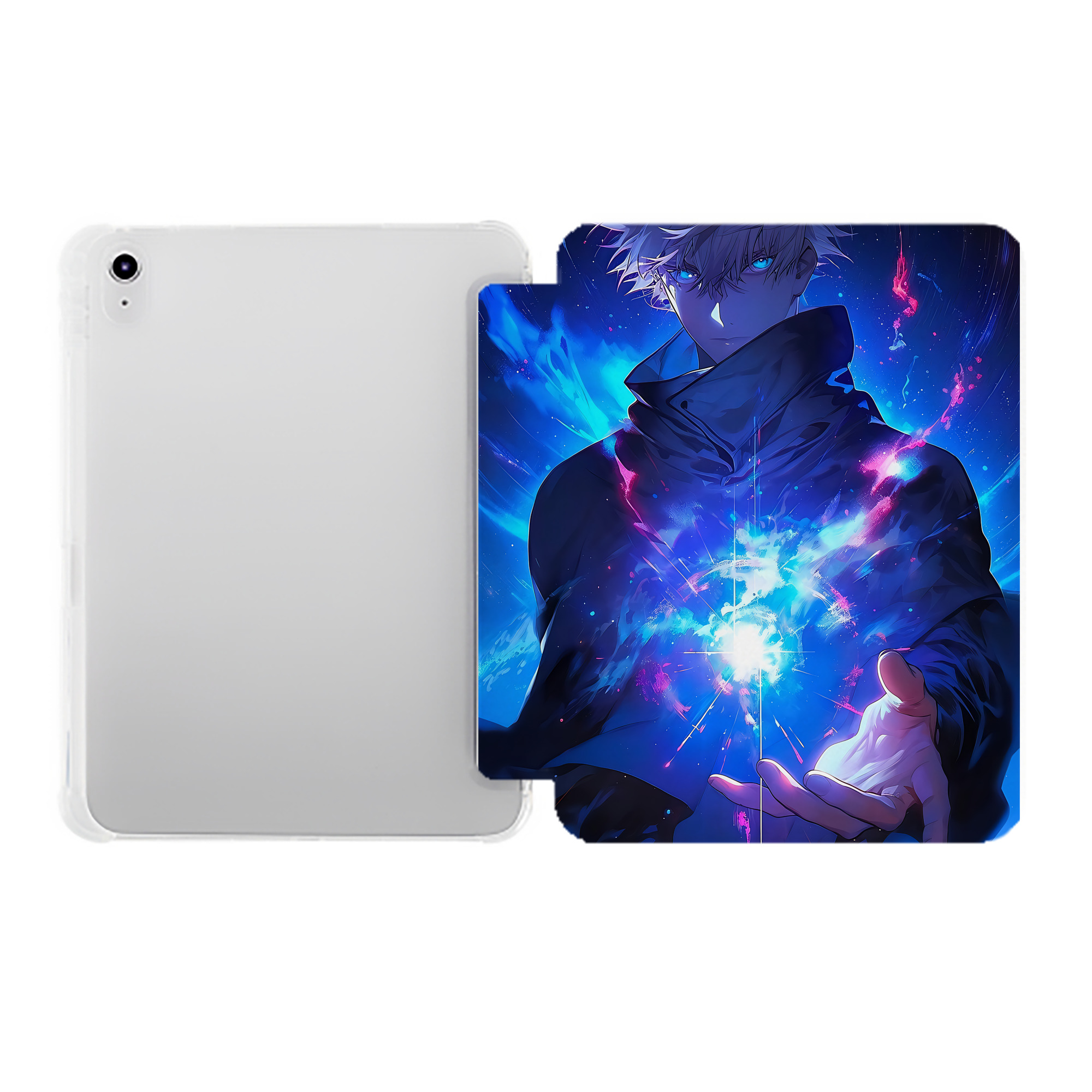 （画像用） 呪術廻戦 Jujutsu Kaisen IPad ケース ペン収納付き 三つ折りスタンド PUレザー×シリコン 対応機種9.5/10.5/10.9インチ